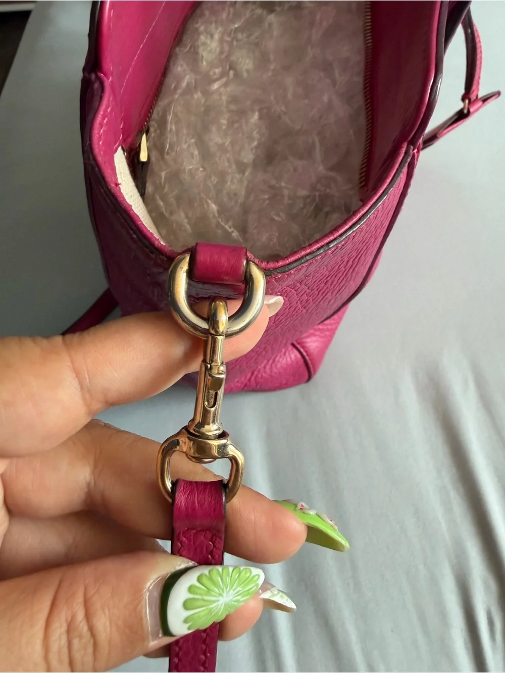 Gucci Fuchsia Leather Satchel with Detachable Strap